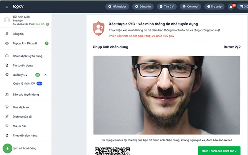 eKYC trong xác thực tài khoản nhà tuyển dụng